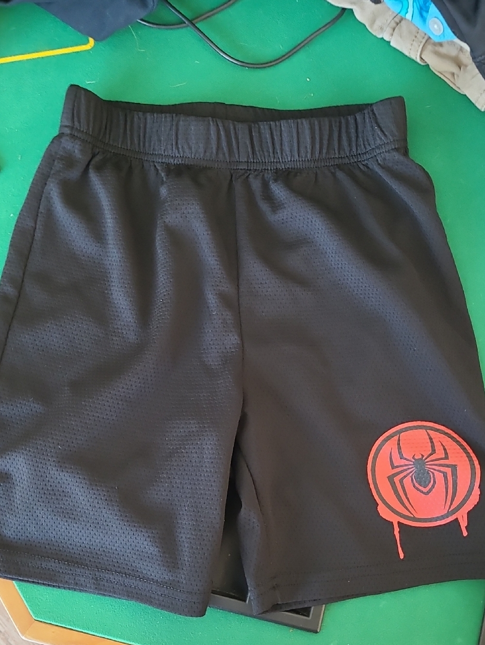 Marvel Black Athletic Shorts with Red Spider Emblem